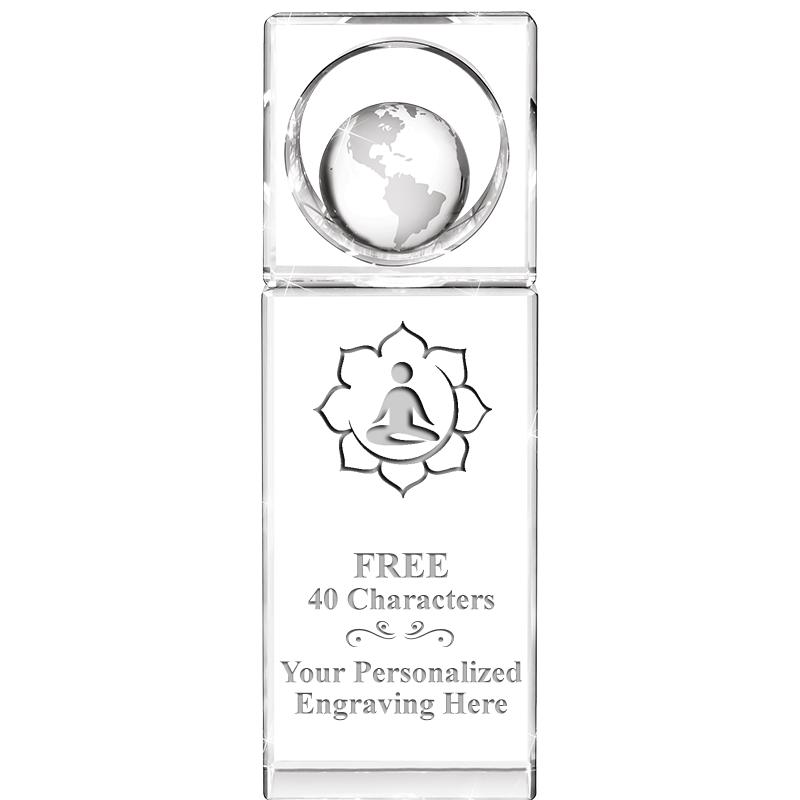 8"WINNERS CIRCLE GLOBE CRYSTAL