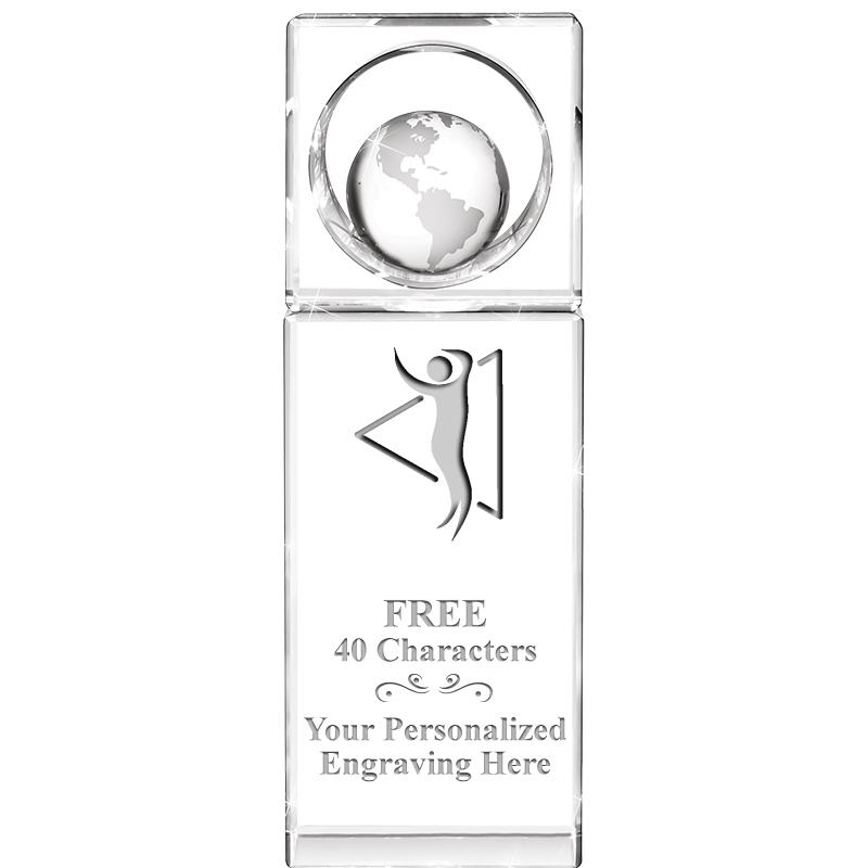 8"WINNERS CIRCLE GLOBE CRYSTAL