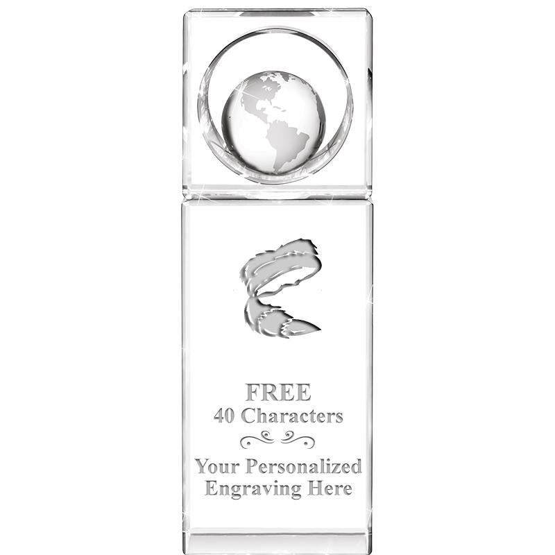 8"WINNERS CIRCLE GLOBE CRYSTAL