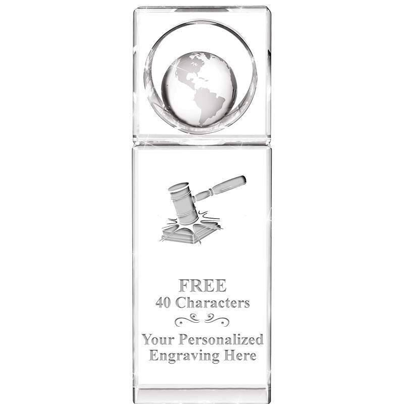 8"WINNERS CIRCLE GLOBE CRYSTAL