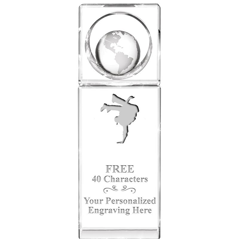 8"WINNERS CIRCLE GLOBE CRYSTAL