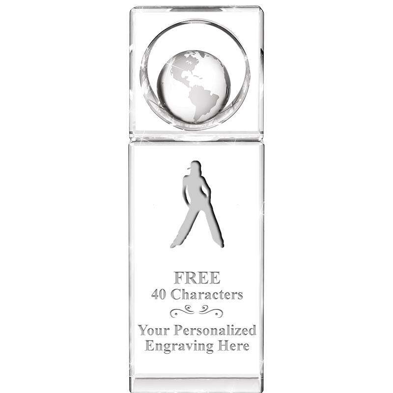 8"WINNERS CIRCLE GLOBE CRYSTAL