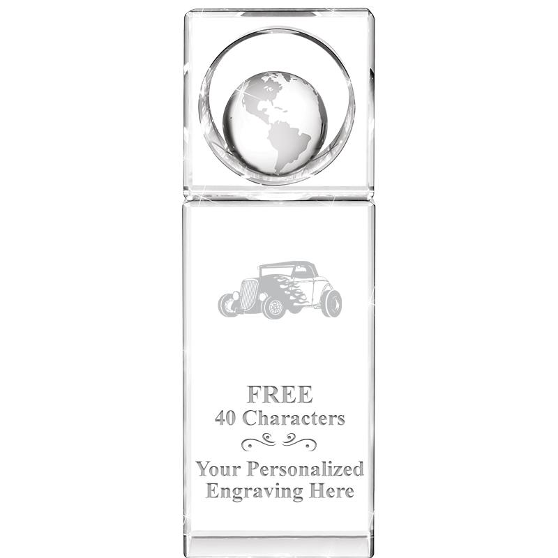 8"WINNERS CIRCLE GLOBE CRYSTAL