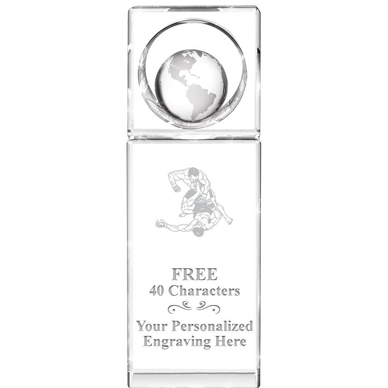 8"WINNERS CIRCLE GLOBE CRYSTAL