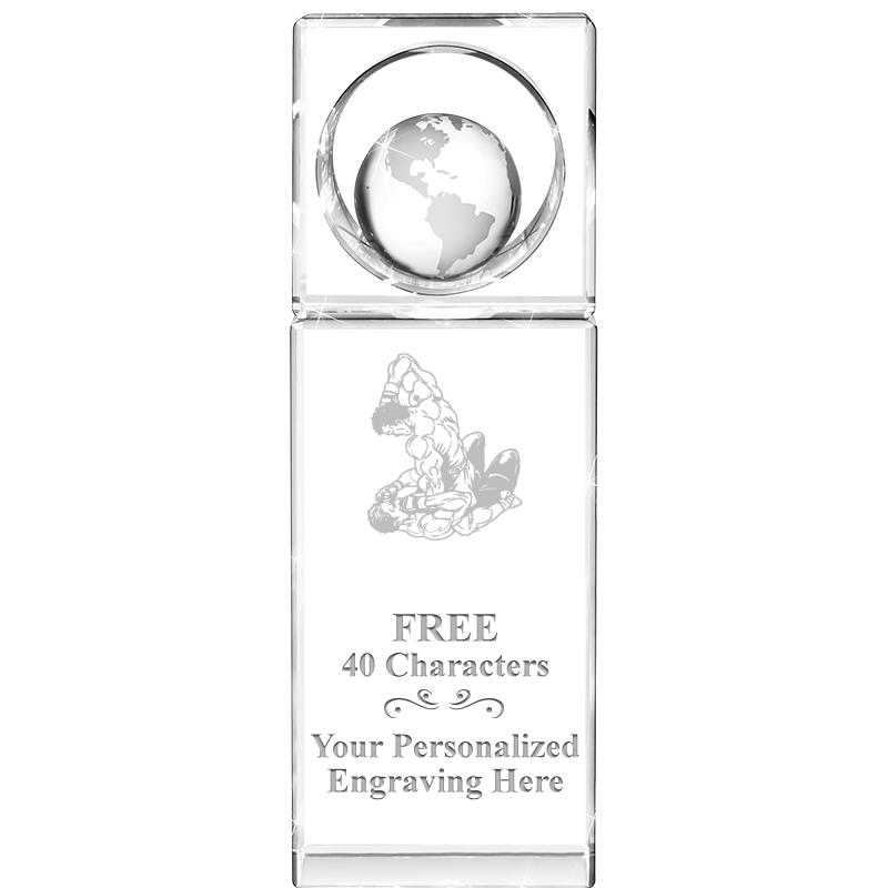 8"WINNERS CIRCLE GLOBE CRYSTAL