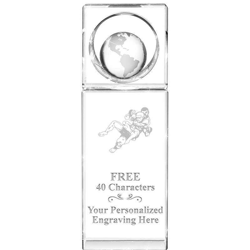 8"WINNERS CIRCLE GLOBE CRYSTAL