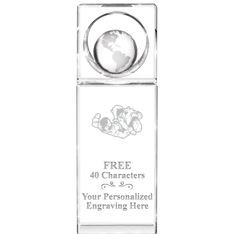 8"WINNERS CIRCLE GLOBE CRYSTAL