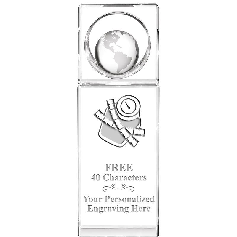 8"WINNERS CIRCLE GLOBE CRYSTAL