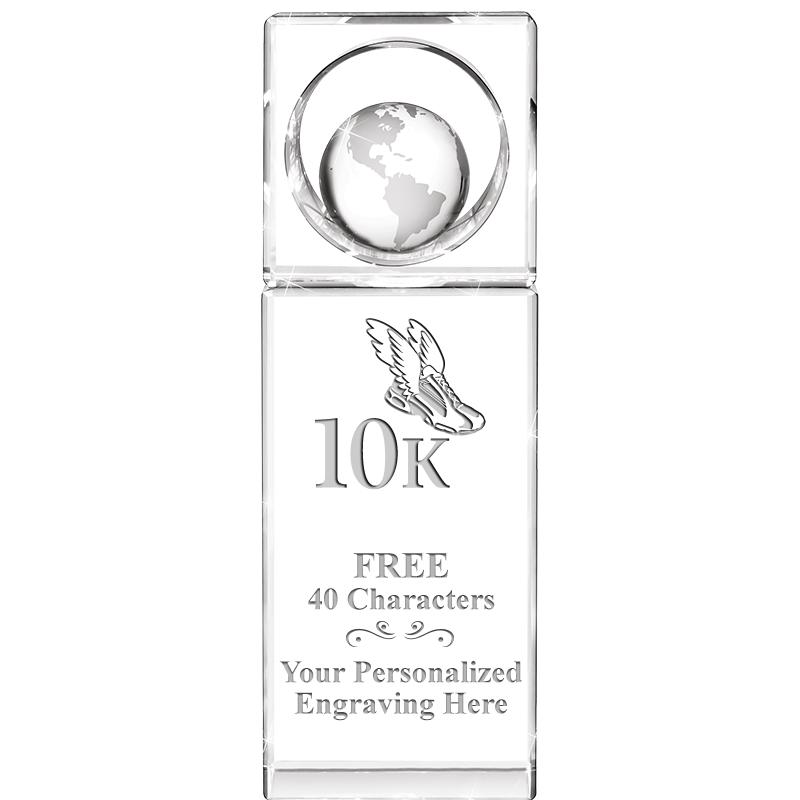 8"WINNERS CIRCLE GLOBE CRYSTAL