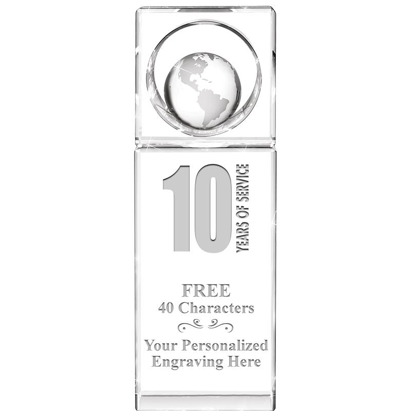 8"WINNERS CIRCLE GLOBE CRYSTAL