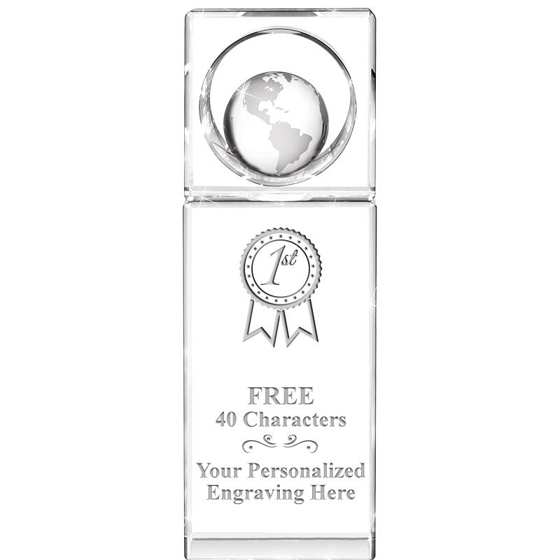 8"WINNERS CIRCLE GLOBE CRYSTAL