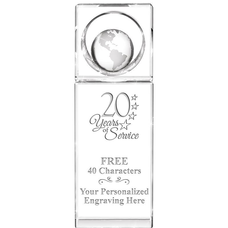 8"WINNERS CIRCLE GLOBE CRYSTAL