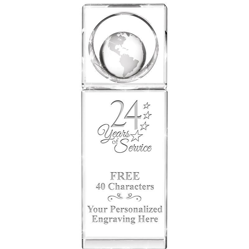 8"WINNERS CIRCLE GLOBE CRYSTAL