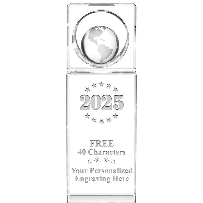 8"WINNERS CIRCLE GLOBE CRYSTAL