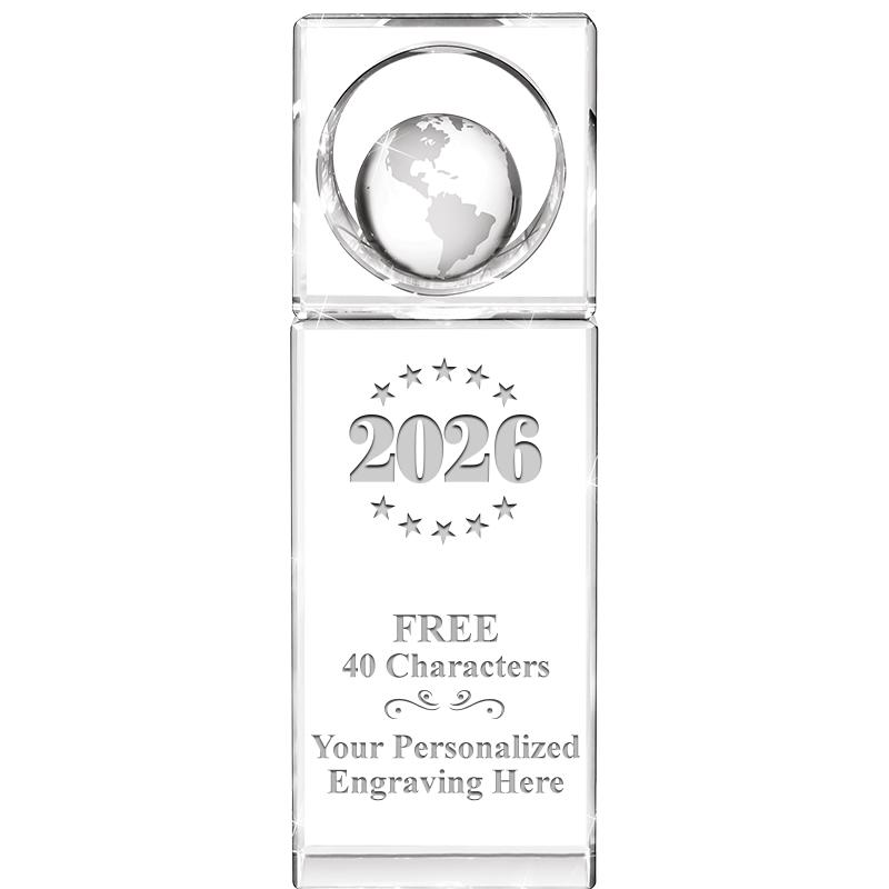 8"WINNERS CIRCLE GLOBE CRYSTAL