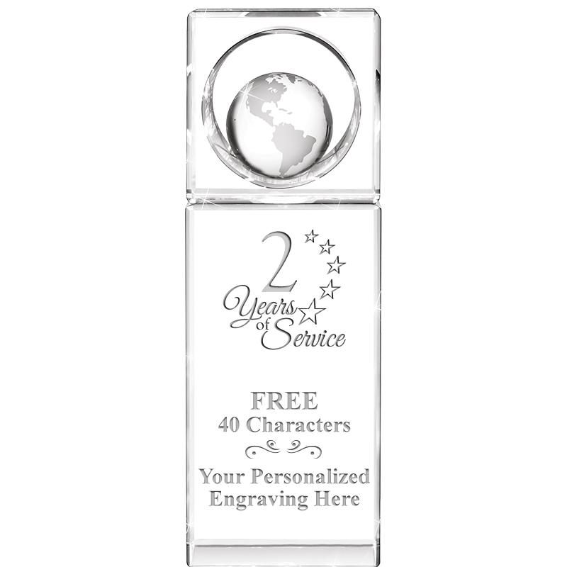 8"WINNERS CIRCLE GLOBE CRYSTAL