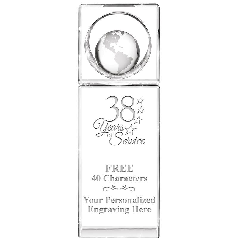 8"WINNERS CIRCLE GLOBE CRYSTAL