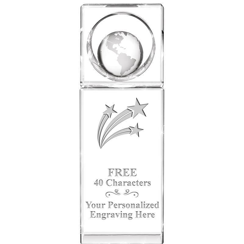 8"WINNERS CIRCLE GLOBE CRYSTAL