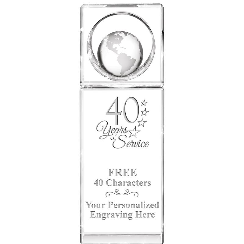 8"WINNERS CIRCLE GLOBE CRYSTAL