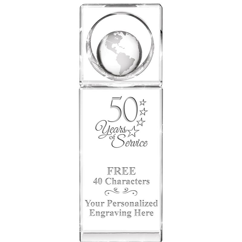 8"WINNERS CIRCLE GLOBE CRYSTAL