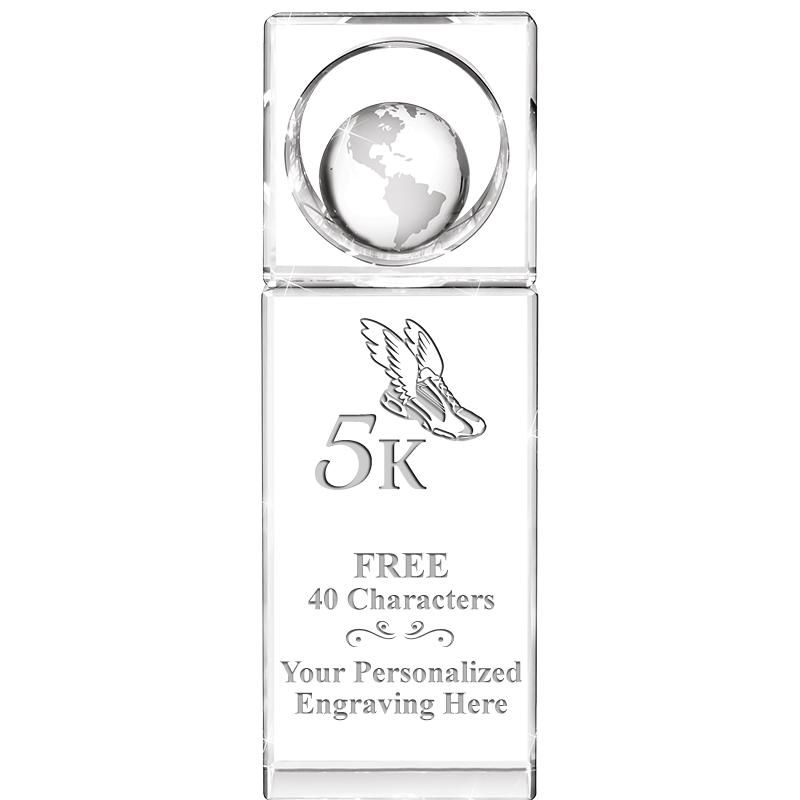 8"WINNERS CIRCLE GLOBE CRYSTAL