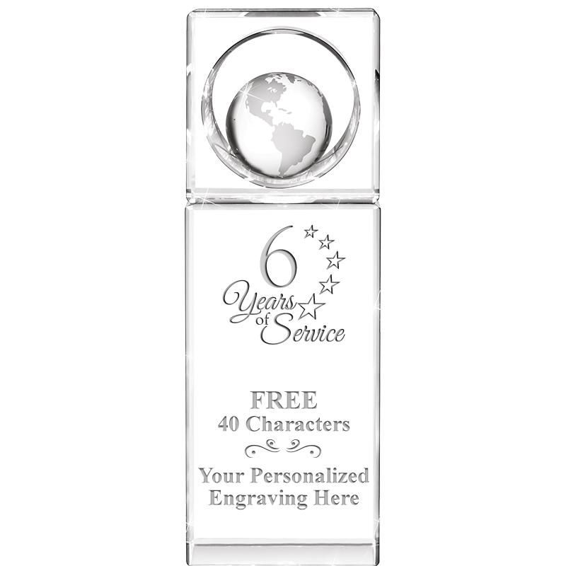 8"WINNERS CIRCLE GLOBE CRYSTAL