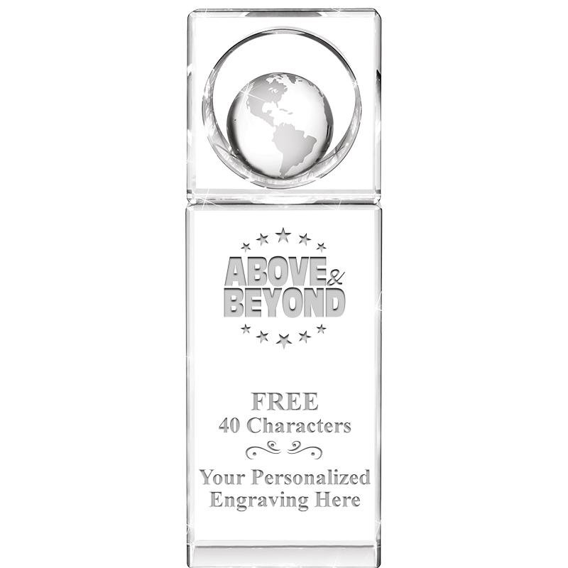 8"WINNERS CIRCLE GLOBE CRYSTAL