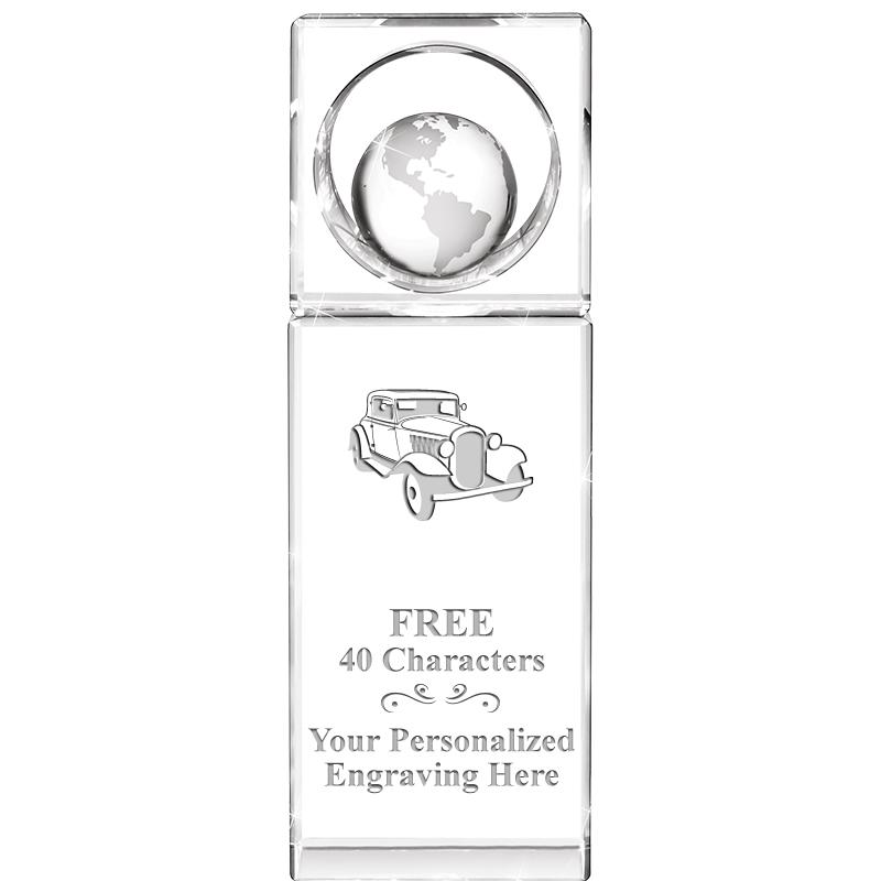 8"WINNERS CIRCLE GLOBE CRYSTAL