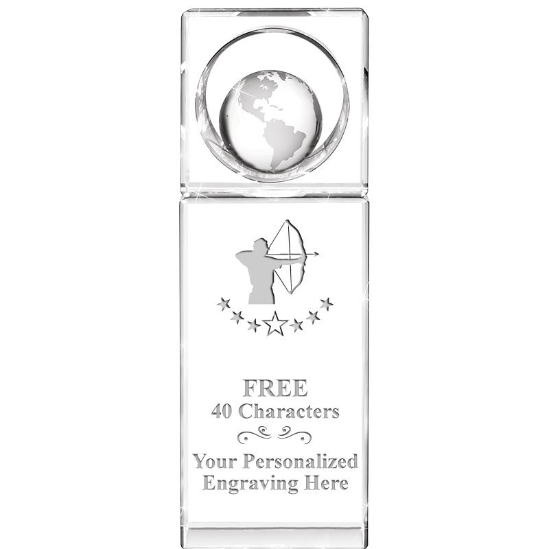 8"WINNERS CIRCLE GLOBE CRYSTAL