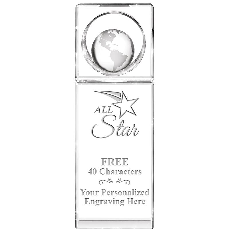 8"WINNERS CIRCLE GLOBE CRYSTAL