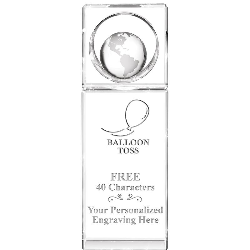 8"WINNERS CIRCLE GLOBE CRYSTAL