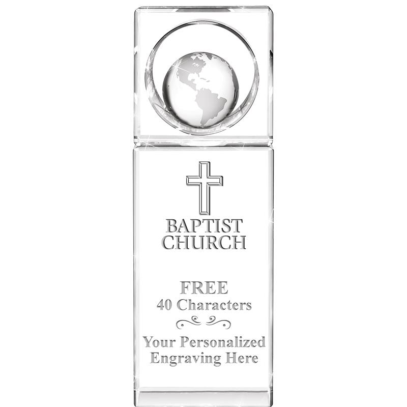 8"WINNERS CIRCLE GLOBE CRYSTAL