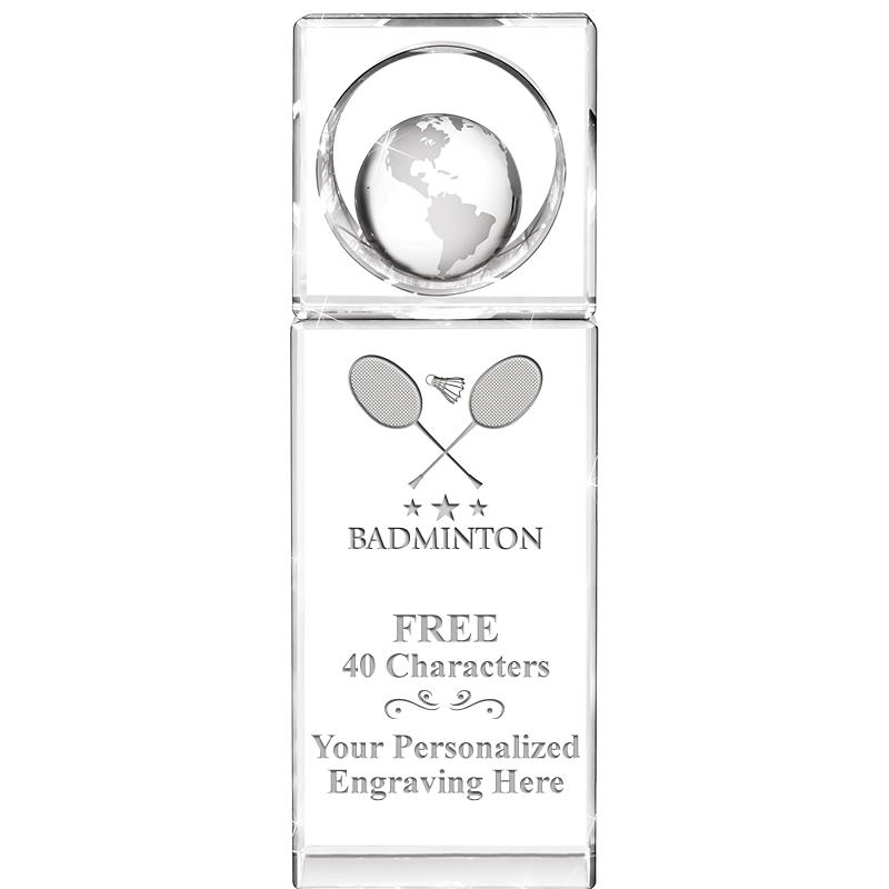 8"WINNERS CIRCLE GLOBE CRYSTAL