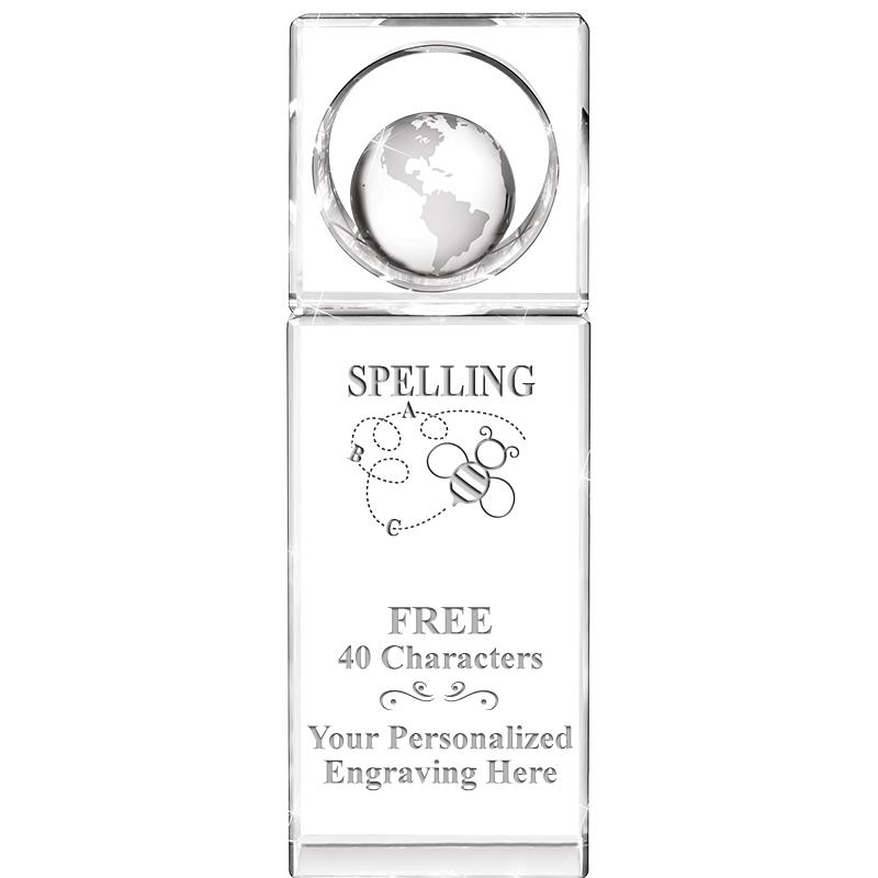 8"WINNERS CIRCLE GLOBE CRYSTAL