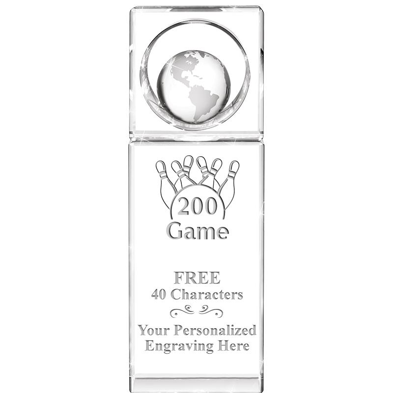 8"WINNERS CIRCLE GLOBE CRYSTAL