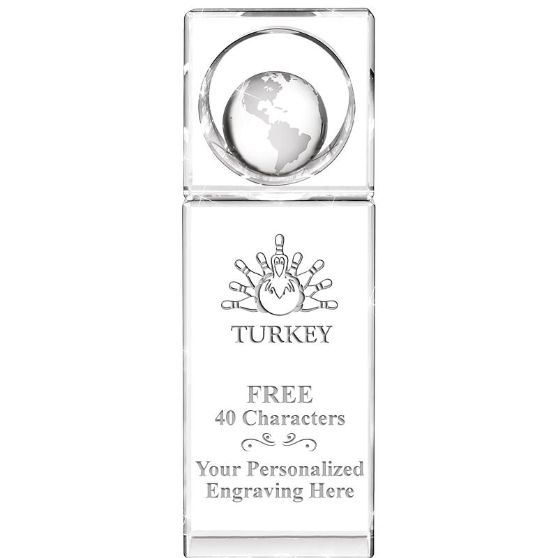 8"WINNERS CIRCLE GLOBE CRYSTAL