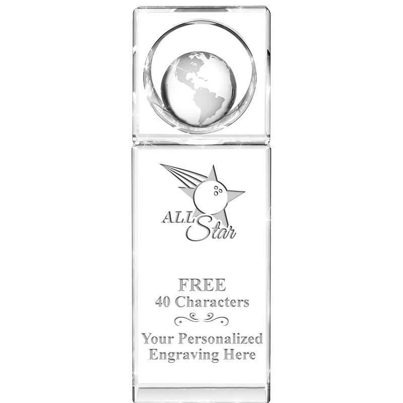 8"WINNERS CIRCLE GLOBE CRYSTAL