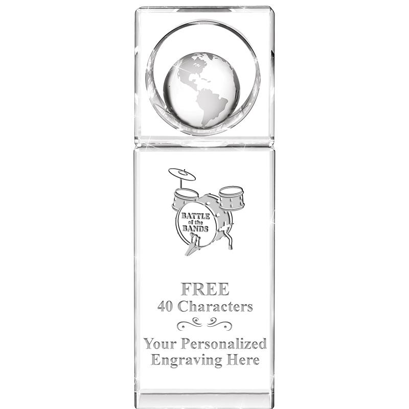 8"WINNERS CIRCLE GLOBE CRYSTAL