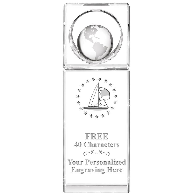 8"WINNERS CIRCLE GLOBE CRYSTAL