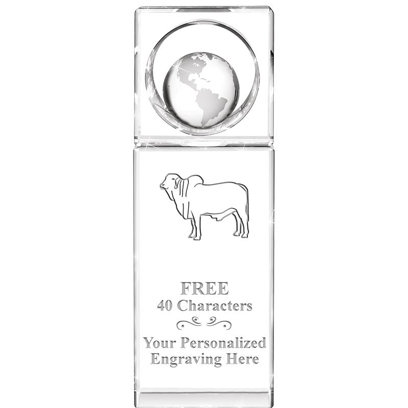 8"WINNERS CIRCLE GLOBE CRYSTAL