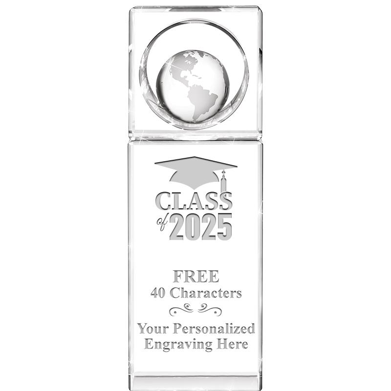 8"WINNERS CIRCLE GLOBE CRYSTAL