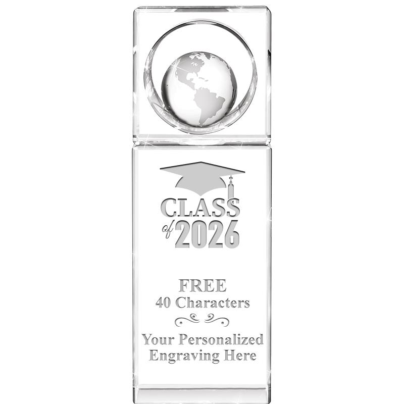 8"WINNERS CIRCLE GLOBE CRYSTAL