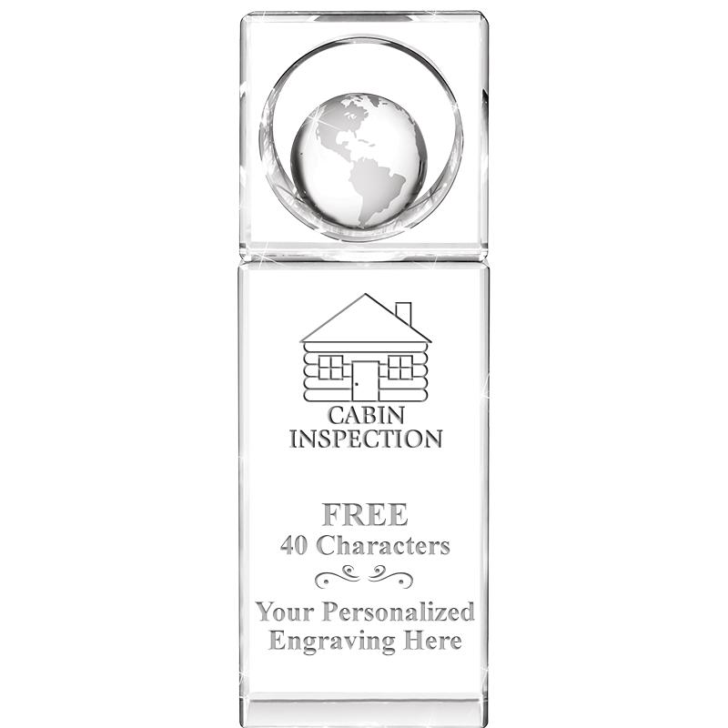 8"WINNERS CIRCLE GLOBE CRYSTAL