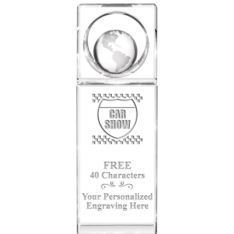 8"WINNERS CIRCLE GLOBE CRYSTAL