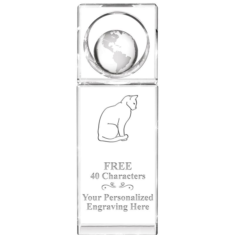 8"WINNERS CIRCLE GLOBE CRYSTAL