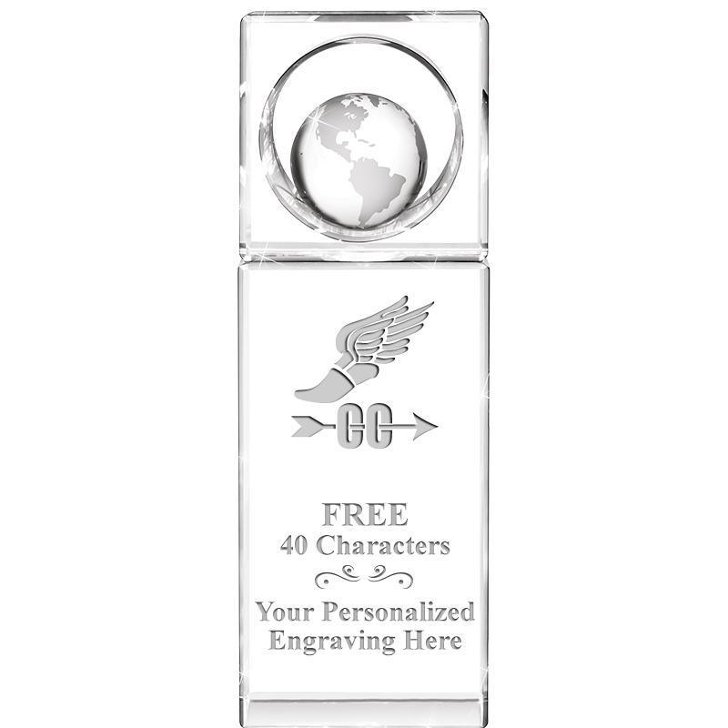 8"WINNERS CIRCLE GLOBE CRYSTAL