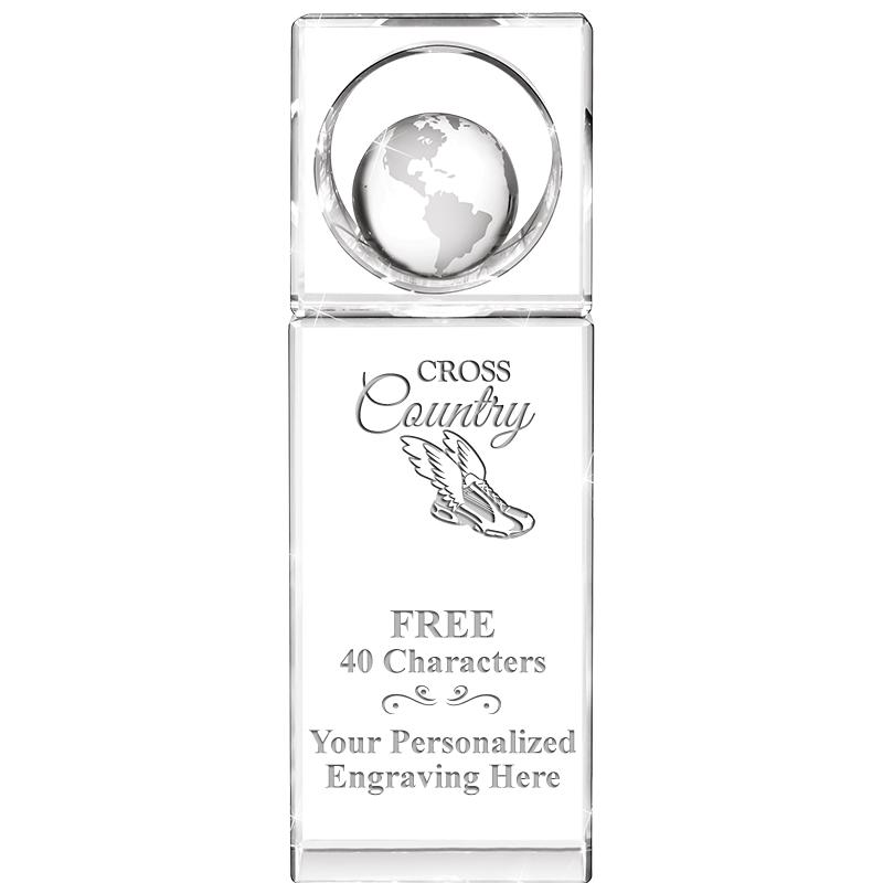 8"WINNERS CIRCLE GLOBE CRYSTAL