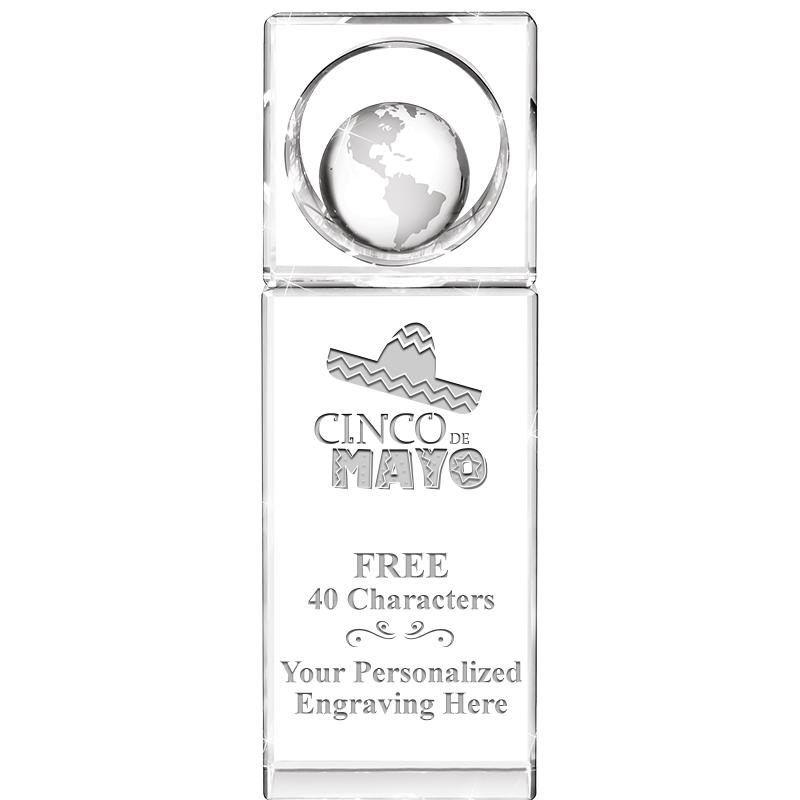 8"WINNERS CIRCLE GLOBE CRYSTAL