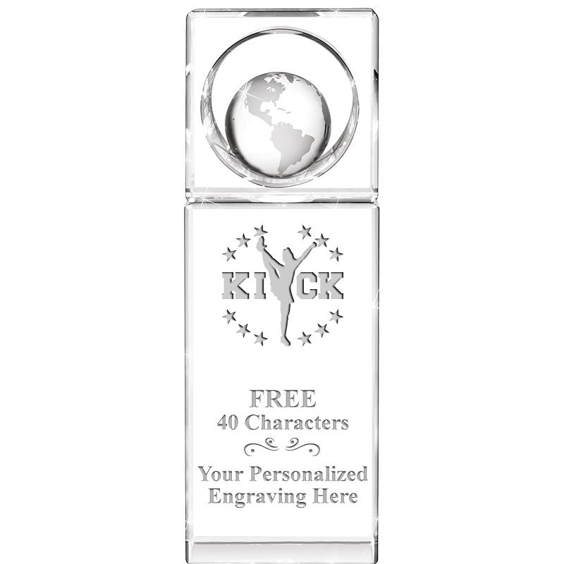 8"WINNERS CIRCLE GLOBE CRYSTAL