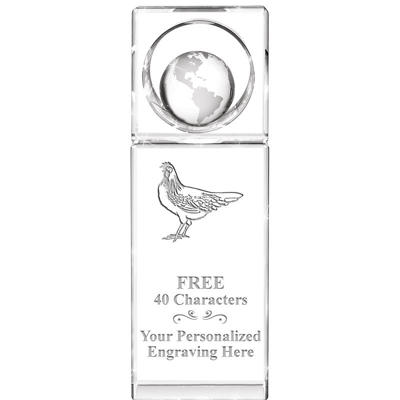 8"WINNERS CIRCLE GLOBE CRYSTAL